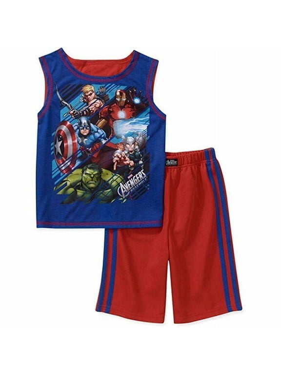 Avengers 2 PC Tank Shirt Shorts Pajama Set Boy Size 8