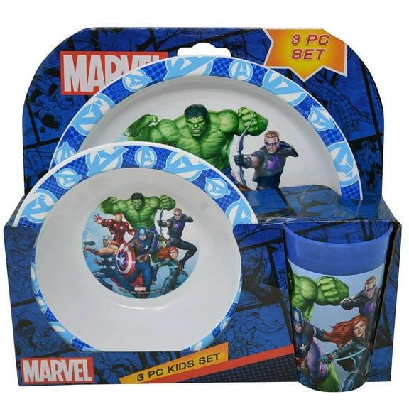 Marvel Avengers 3 pc Kids Play set-Bowl & Cup