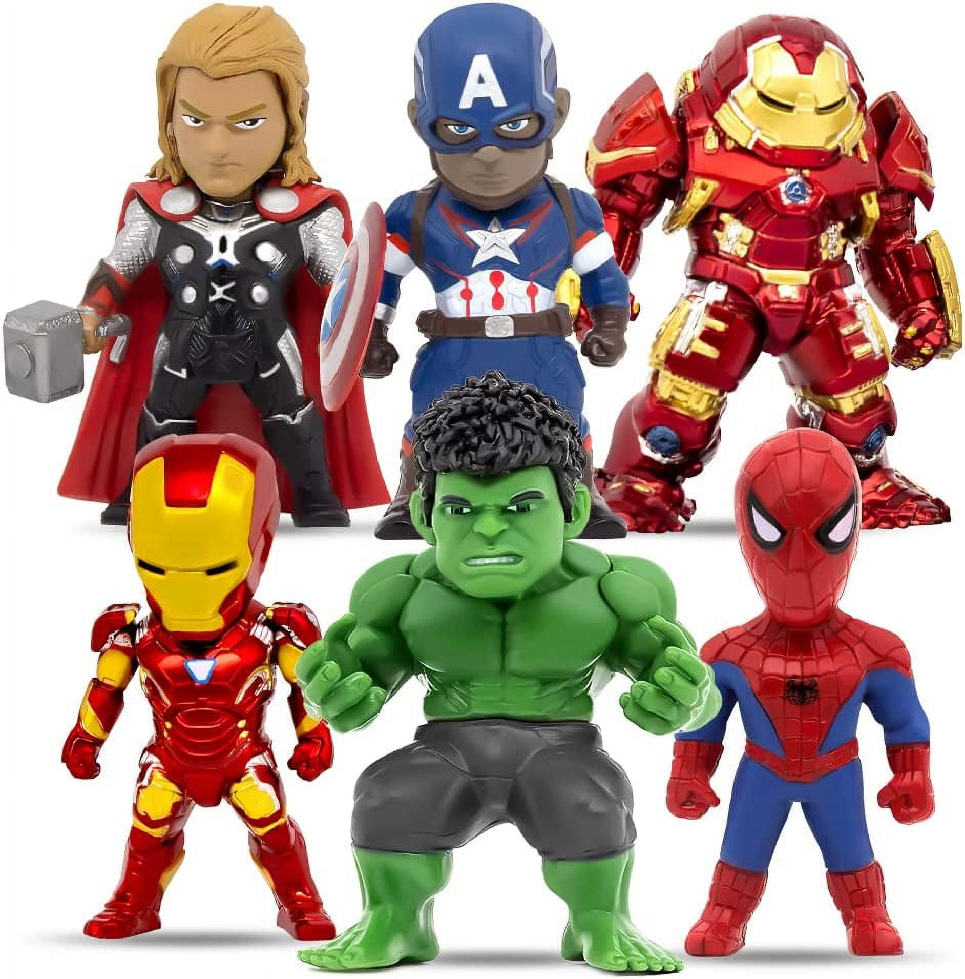  J G Marvel Avengers Superhero Action Figures Set 6 Mini PVC Toys 3 7 