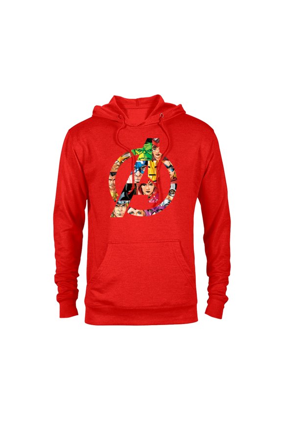 Avengers 60th Anniversary A-Logo Symbol Circle Faces- Pullover Hoodie for Adults - Customized-Red