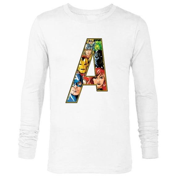 Marvel Avengers 60th Anniversary A-Logo Symbol Faces- Long Sleeve T-Shirt for Men - Customized-White