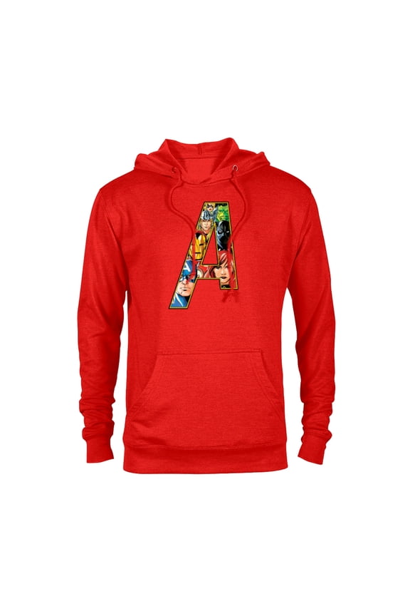 Avengers 60th Anniversary A-Logo Symbol Faces- Pullover Hoodie for Adults - Customized-Red