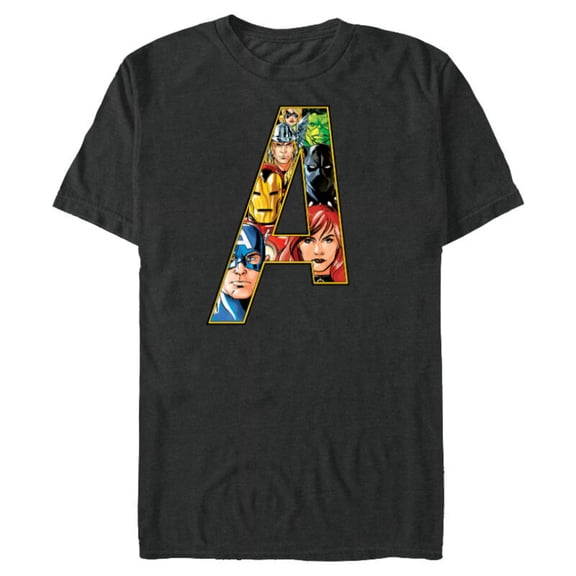 Marvel Avengers 60th Anniversary A-Logo Symbol Faces- Short Sleeve Blended T-Shirt for Adults - Customized-Dark Heather