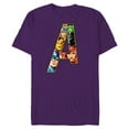 thumbnail image 1 of Marvel Avengers 60th Anniversary A-Logo Symbol Faces- Short Sleeve Blended T-Shirt for Adults - Customized-Purple, 1 of 5