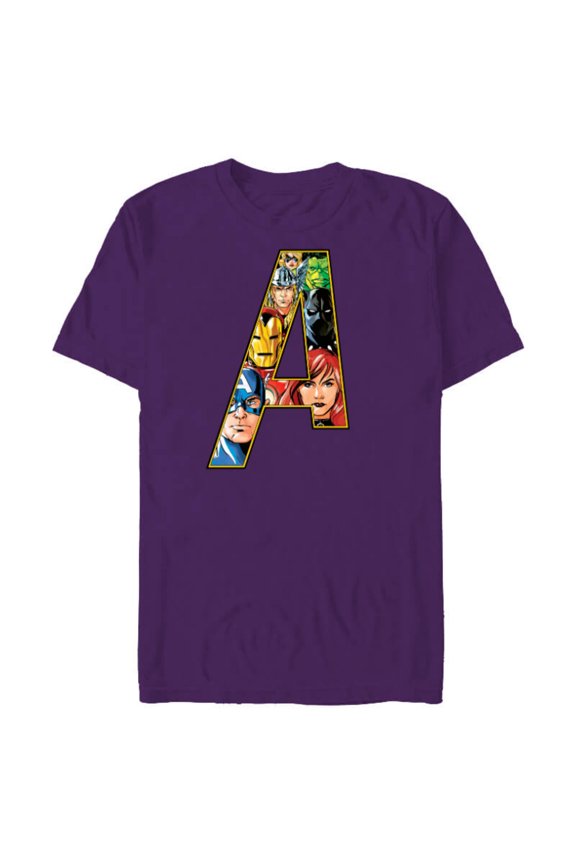 Avengers 60th Anniversary A-Logo Symbol Faces- Short Sleeve Blended T-Shirt for Adults - Customized-Purple