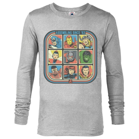 Marvel Avengers 60th Anniversary Assembling Since ’63 Retro- Long Sleeve T-Shirt for Men - Customized-Athletic Heather