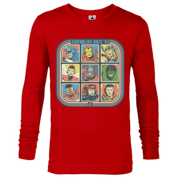 Marvel Avengers 60th Anniversary Assembling Since ’63 Retro- Long Sleeve T-Shirt for Men - Customized-New Red