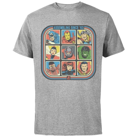Marvel Avengers 60th Anniversary Assembling Since ’63 Retro- Short Sleeve Cotton T-Shirt for Adults - Customized-Athletic Heather