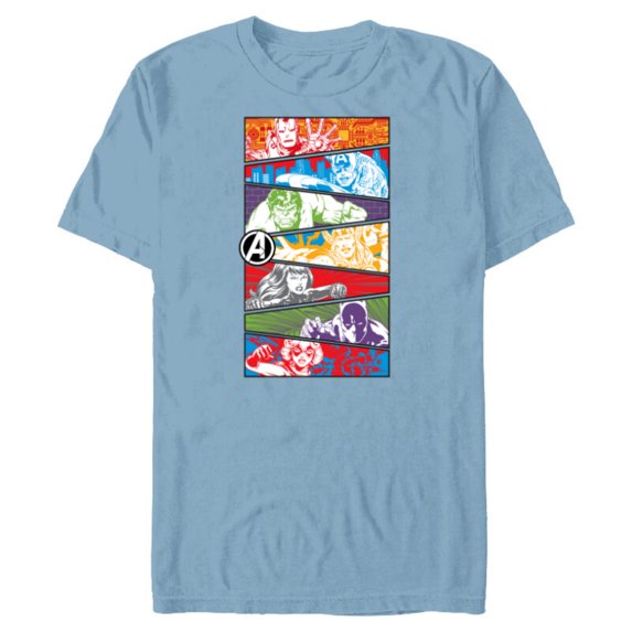 Marvel Avengers 60th Anniversary Classic Color Slices Retro- Short Sleeve Blended T-Shirt for Adults - Customized-Ocean Blue