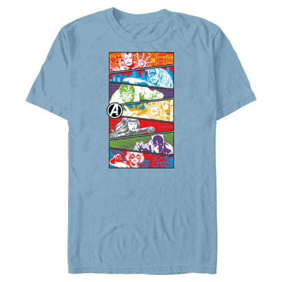 Marvel Avengers 60th Anniversary Classic Color Slices Retro- Short Sleeve Blended T-Shirt for Adults - Customized-Ocean Blue