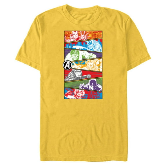 Marvel Avengers 60th Anniversary Classic Color Slices Retro- Short Sleeve Blended T-Shirt for Adults - Customized-Yellow