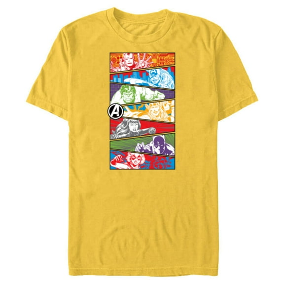Marvel Avengers 60th Anniversary Classic Color Slices Retro- Short Sleeve Blended T-Shirt for Adults - Customized-Yellow