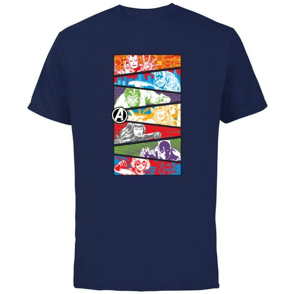 Marvel Avengers 60th Anniversary Classic Color Slices Retro- Short Sleeve Cotton T-Shirt for Adults - Customized-Navy