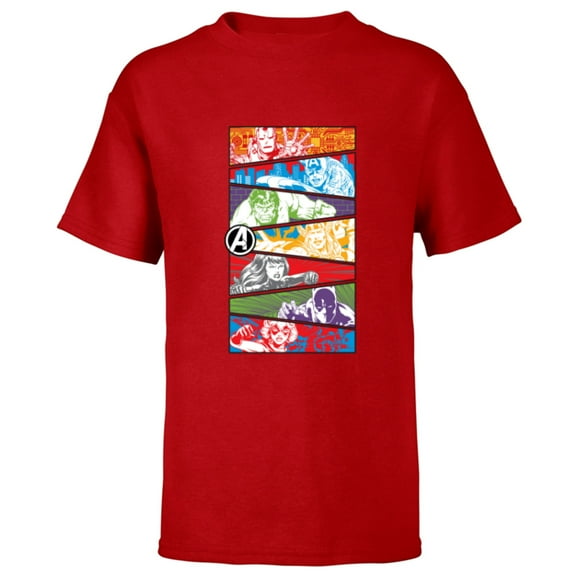 Marvel Avengers 60th Anniversary Classic Color Slices Retro- Short Sleeve T-Shirt for Kids - Customized-Red