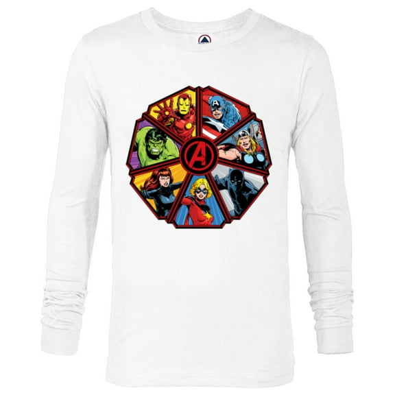 Marvel Avengers 60th Anniversary Classic Comic Hero Shield- Long Sleeve T-Shirt for Men - Customized-White