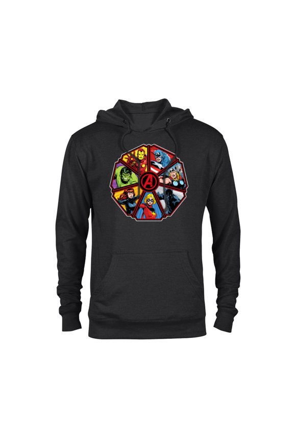 Avengers 60th Anniversary Classic Comic Hero Shield- Pullover Hoodie for Adults - Customized-Black