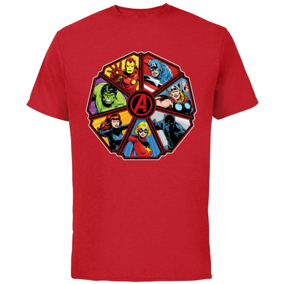 Marvel Avengers 60th Anniversary Classic Comic Hero Shield- Short Sleeve Cotton T-Shirt for Adults - Customized-Red
