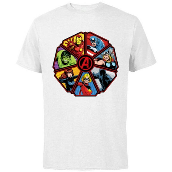 Marvel Avengers 60th Anniversary Classic Comic Hero Shield- Short Sleeve Cotton T-Shirt for Adults - Customized-White