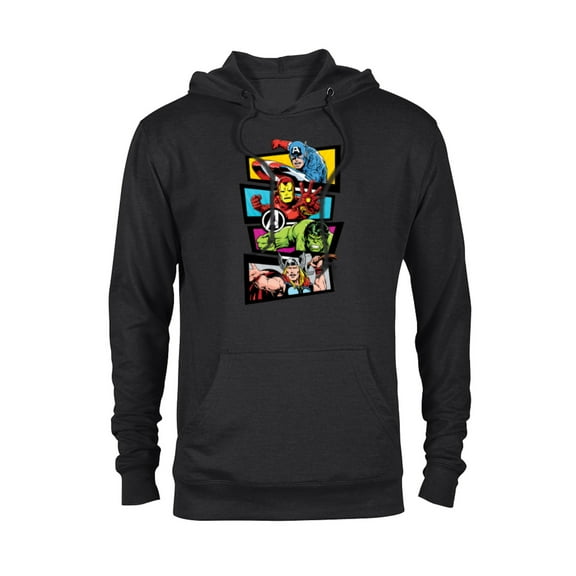 Marvel Avengers 60th Anniversary Four Heroes Retro Classic- Pullover Hoodie for Adults - Customized-Black