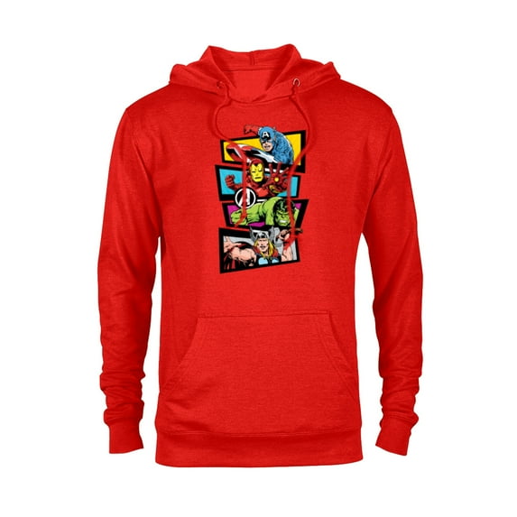 Marvel Avengers 60th Anniversary Four Heroes Retro Classic- Pullover Hoodie for Adults - Customized-Red