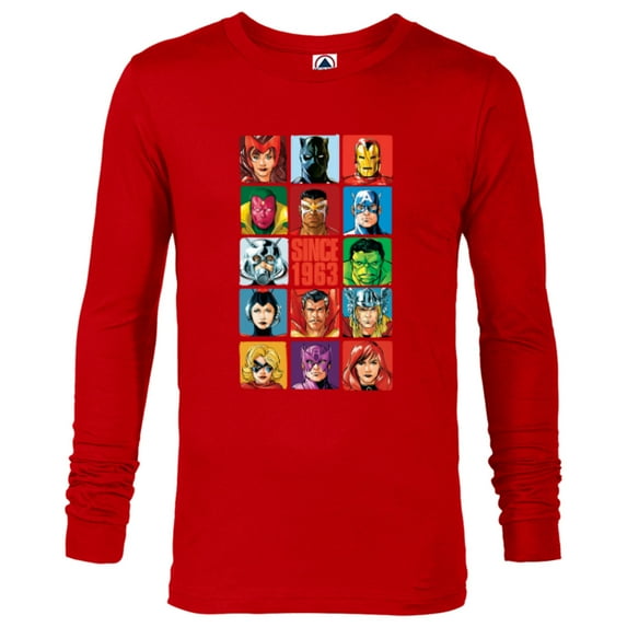 Marvel Avengers 60th Anniversary Since 1963 Classic Grid- Long Sleeve T-Shirt for Men - Customized-New Red