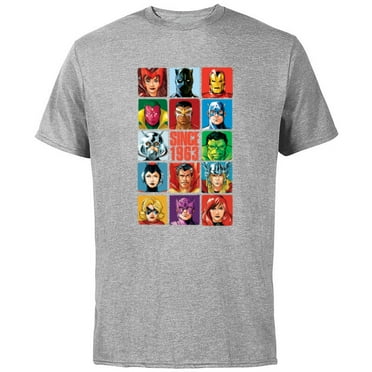 Marvel Avengers 60th Anniversary Since 1963 Classic Grid- Short Sleeve Cotton T-Shirt for Adults - Customized-Athletic Heather