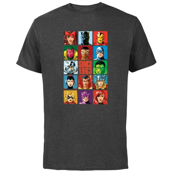 Marvel Avengers 60th Anniversary Since 1963 Classic Grid- Short Sleeve Cotton T-Shirt for Adults - Customized-Charcoal