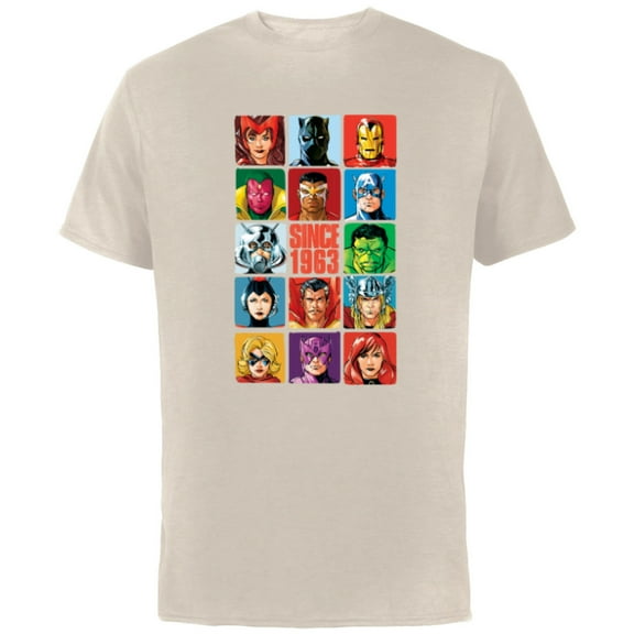 Marvel Avengers 60th Anniversary Since 1963 Classic Grid- Short Sleeve Cotton T-Shirt for Adults - Customized-Natural