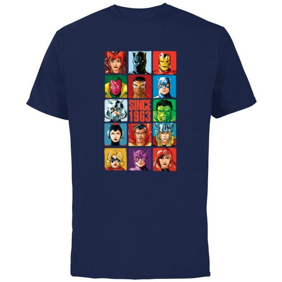 Marvel Avengers 60th Anniversary Since 1963 Classic Grid- Short Sleeve Cotton T-Shirt for Adults - Customized-Navy