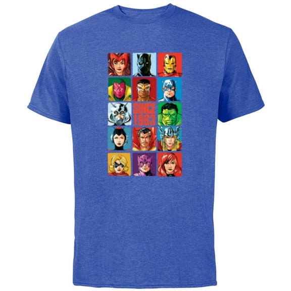 Marvel Avengers 60th Anniversary Since 1963 Classic Grid- Short Sleeve Cotton T-Shirt for Adults - Customized-Royal Heather