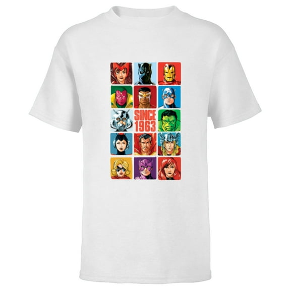 Marvel Avengers 60th Anniversary Since 1963 Classic Grid- Short Sleeve T-Shirt for Kids - Customized-White