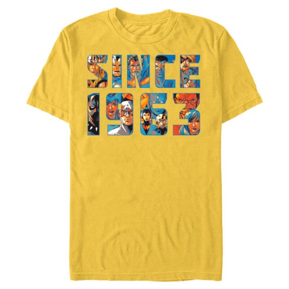 Marvel Avengers 60th Anniversary Since 1963 Retro Classic- Short Sleeve Blended T-Shirt for Adults - Customized-Yellow
