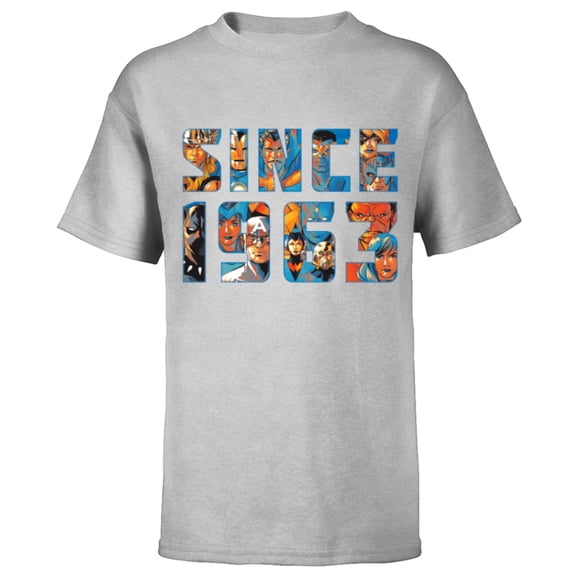 Marvel Avengers 60th Anniversary Since 1963 Retro Classic- Short Sleeve T-Shirt for Kids - Customized-Athletic Heather
