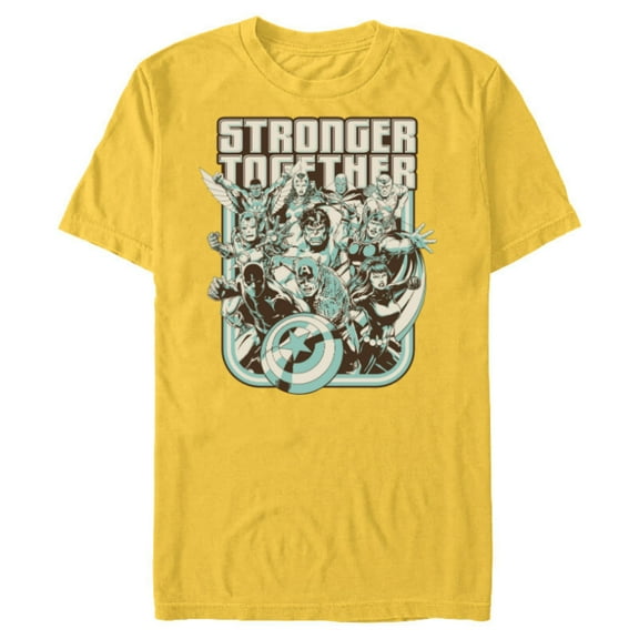Marvel Avengers 60th Anniversary Stronger Together Retro- Short Sleeve Blended T-Shirt for Adults - Customized-Yellow