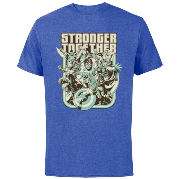 Marvel Avengers 60th Anniversary Stronger Together Retro- Short Sleeve Cotton T-Shirt for Adults - Customized-Royal Heather