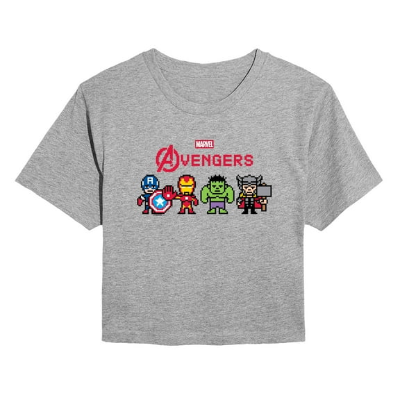 Marvel - Avengers 8 Bit - Juniors Cropped Short Sleeve Graphic T-Shirt