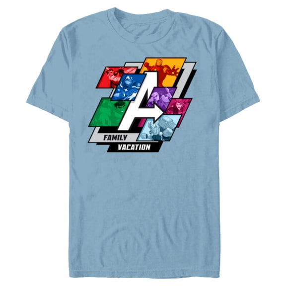 Marvel Avengers A-Logo Family Vacation Trip Travel - Short Sleeve Blended T-Shirt for Adults - Customized-Ocean Blue