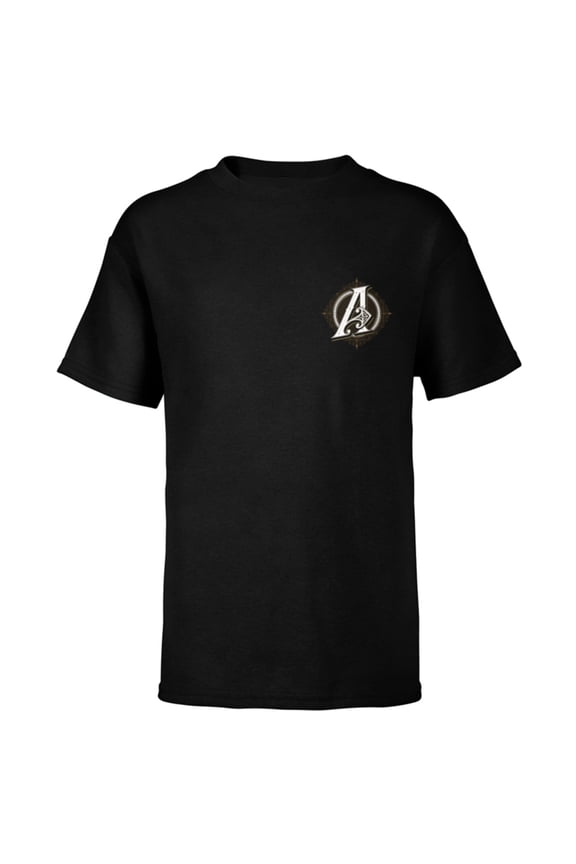 Avengers A-Logo Icon Bronze Super Fancy Steampunk - Short Sleeve T-Shirt for Kids - Customized-Black