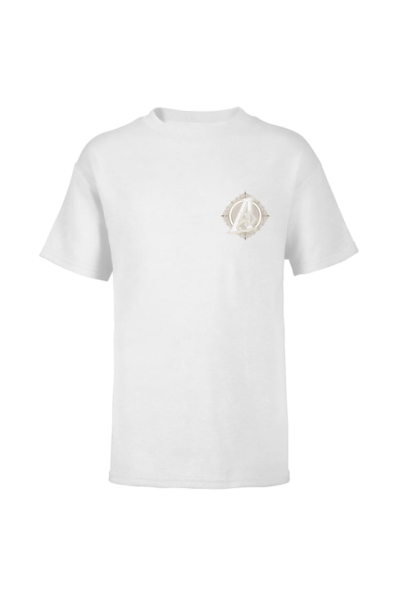 Avengers A-Logo Icon Bronze Super Fancy Steampunk - Short Sleeve T-Shirt for Kids - Customized-White