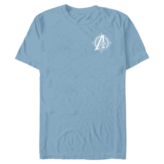 Marvel Avengers A-Logo Icon White Super Fancy Steampunk - Short Sleeve Blended T-Shirt for Adults - Customized-Ocean Blue