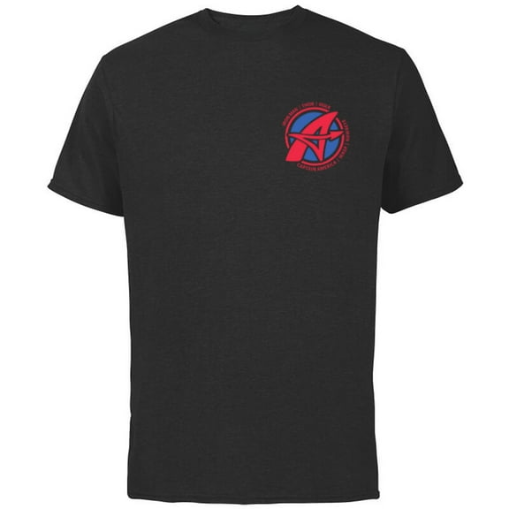 Marvel Avengers A-Logo Icon and Super Hero Names - Short Sleeve Cotton T-Shirt for Adults - Customized-Black