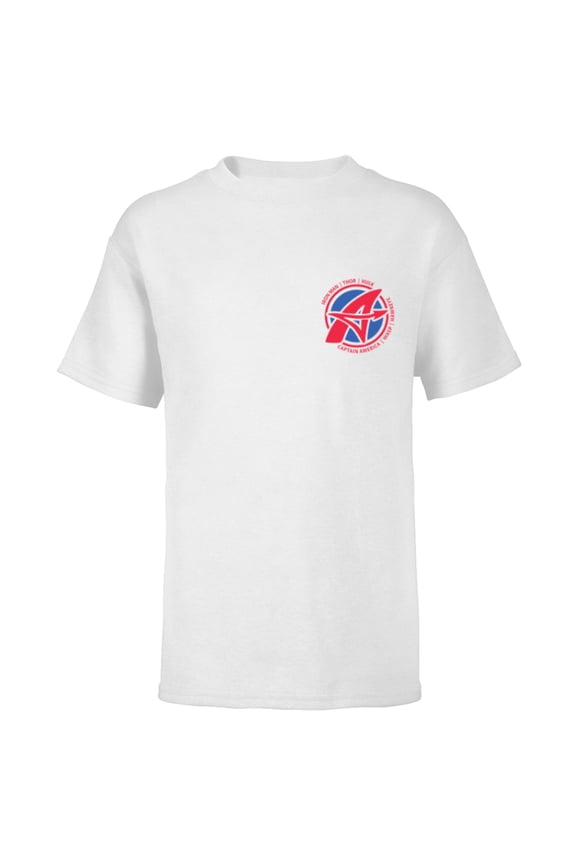 Avengers A-Logo Icon and Super Hero Names - Short Sleeve T-Shirt for Kids - Customized-White