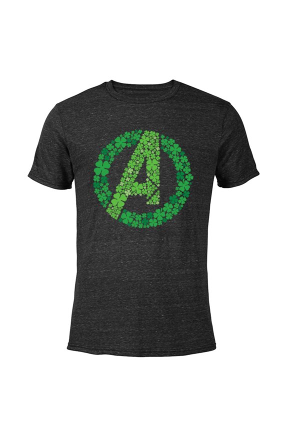 Avengers A Logo Lucky Shamrocks St. Patrick’s Day - Short Sleeve Blended T-Shirt for Adults - Customized-Black