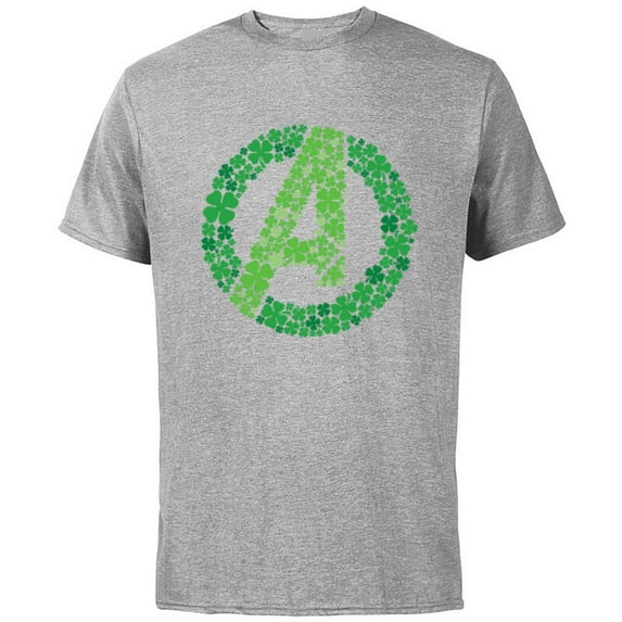 Marvel Avengers A Logo Lucky Shamrocks St. Patrick’s Day - Short Sleeve Cotton T-Shirt for Adults - Customized-Athletic Heather
