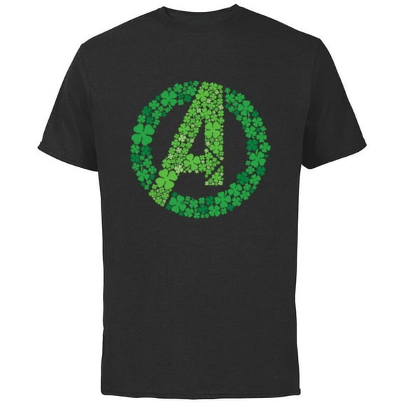 Marvel Avengers A Logo Lucky Shamrocks St. Patrick’s Day - Short Sleeve Cotton T-Shirt for Adults - Customized-Black