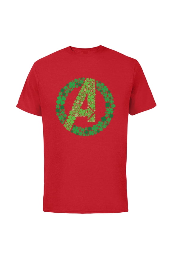 Avengers A Logo Lucky Shamrocks St. Patrick’s Day - Short Sleeve Cotton T-Shirt for Adults - Customized-Red