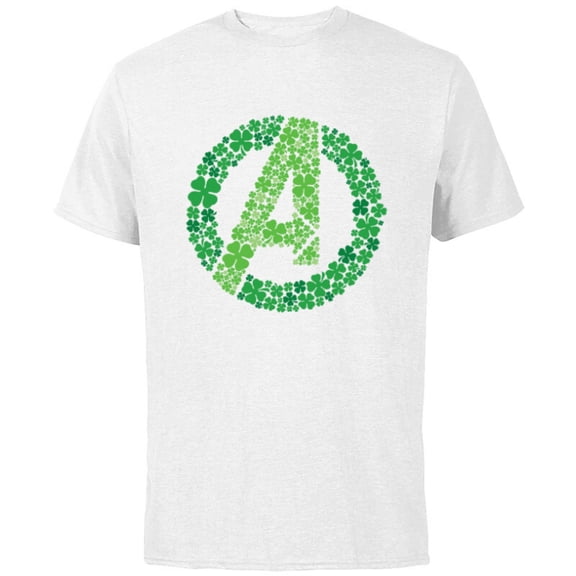 Marvel Avengers A Logo Lucky Shamrocks St. Patrick’s Day - Short Sleeve Cotton T-Shirt for Adults - Customized-White