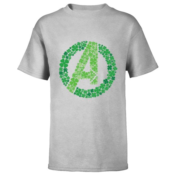 Marvel Avengers A Logo Lucky Shamrocks St. Patrick’s Day - Short Sleeve T-Shirt for Kids - Customized-Athletic Heather