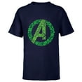 thumbnail image 1 of Marvel Avengers A Logo Lucky Shamrocks St. Patrick’s Day - Short Sleeve T-Shirt for Kids - Customized-Navy, 1 of 5
