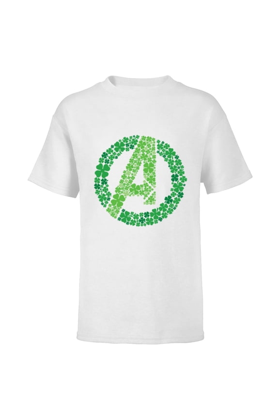 Avengers A Logo Lucky Shamrocks St. Patrick’s Day - Short Sleeve T-Shirt for Kids - Customized-White